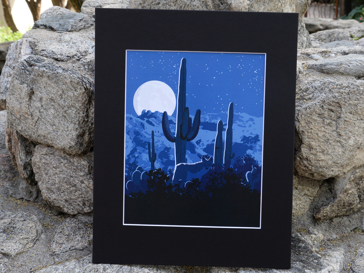 matted print saguaro moon