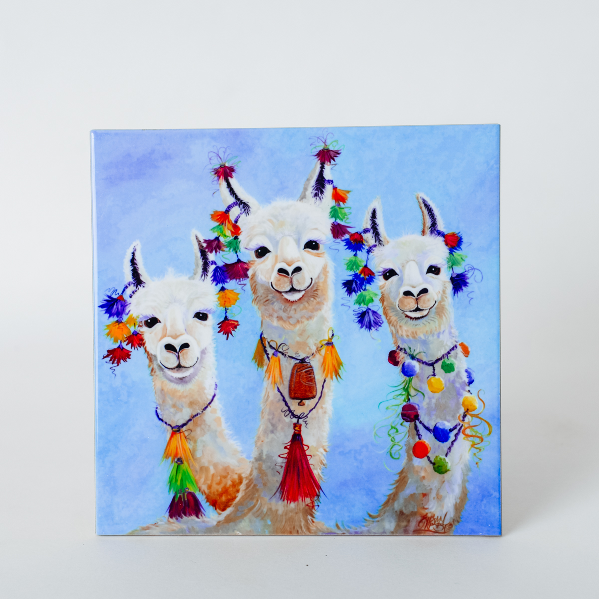 Trio of Alpacas Decorative Ceramic Tile Tohono Chul